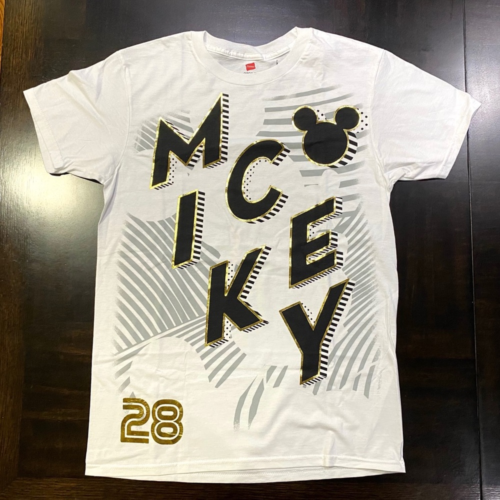 Disney Parks Men Graphic Tshirt Mickey Mouse White Black Gold NEW - Picture 10 of 11